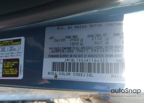 2010 Mazda Mazda3 I Touring z USA, uszkodzony, nr VIN JM1BL1SG3A1164323